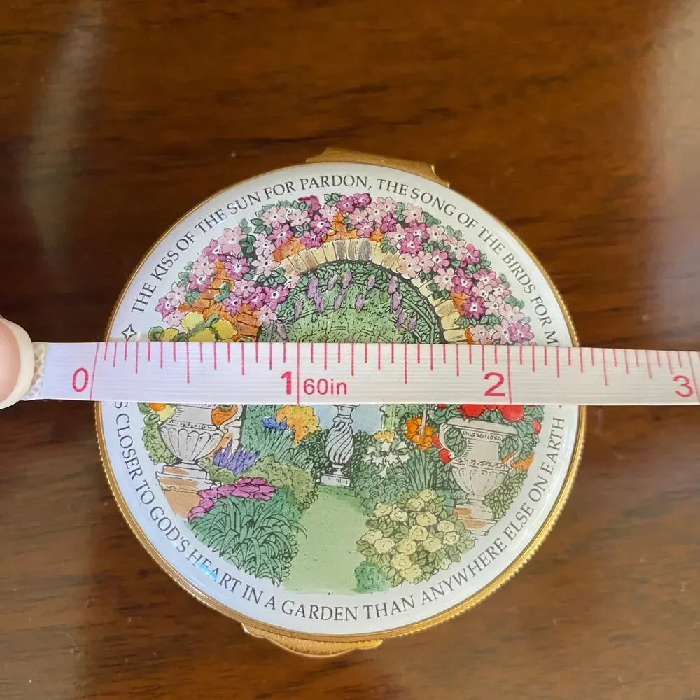 Staffordshire Enamels England God's Garden Floral Trinket Pill Box Vintage